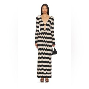 CAPITTANA Ella Stripe Long Sleeve Knit Cover-Up Dress S